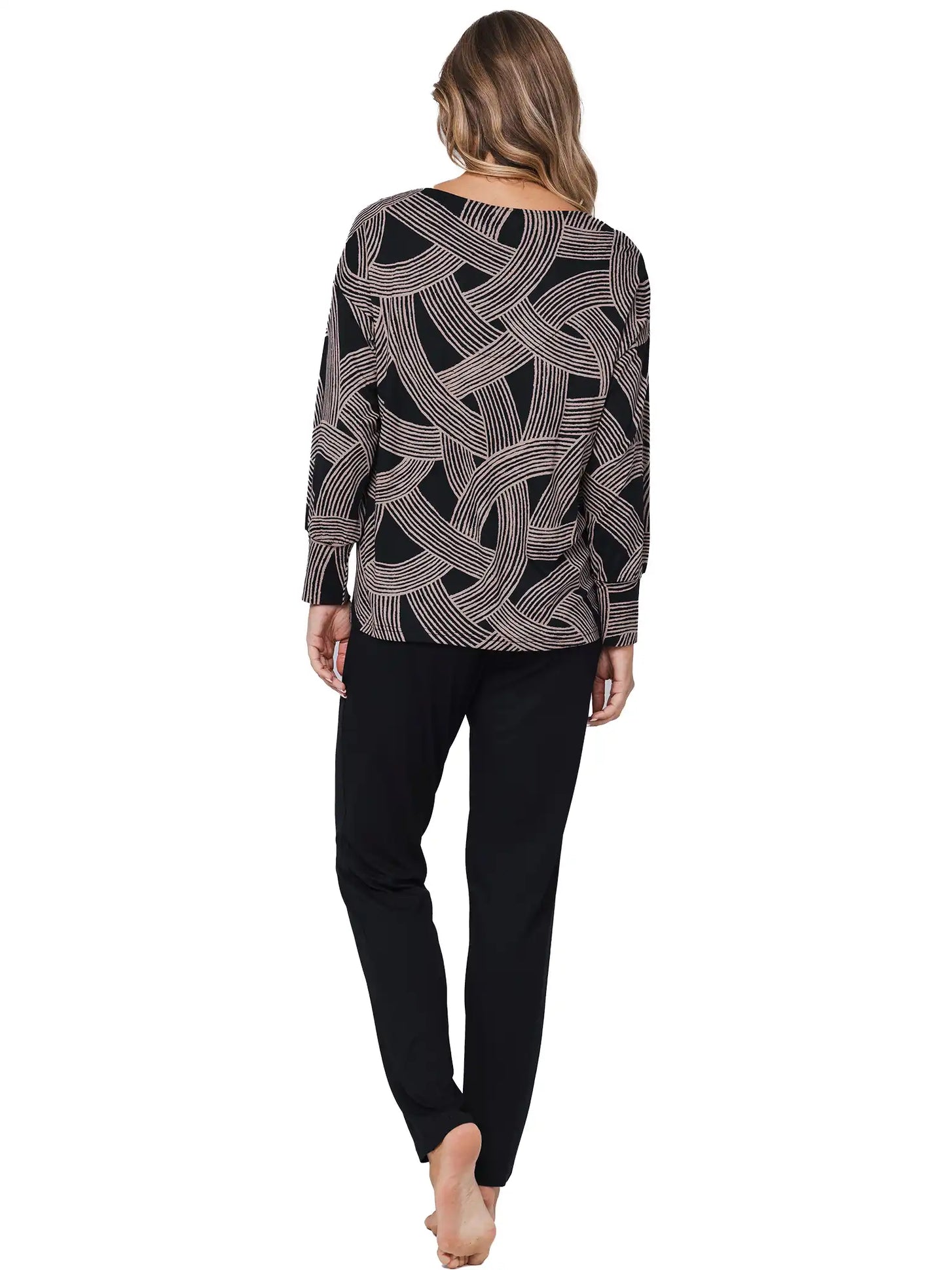 Zetex Pastunette dames pyjama lange mouwen - Zwart