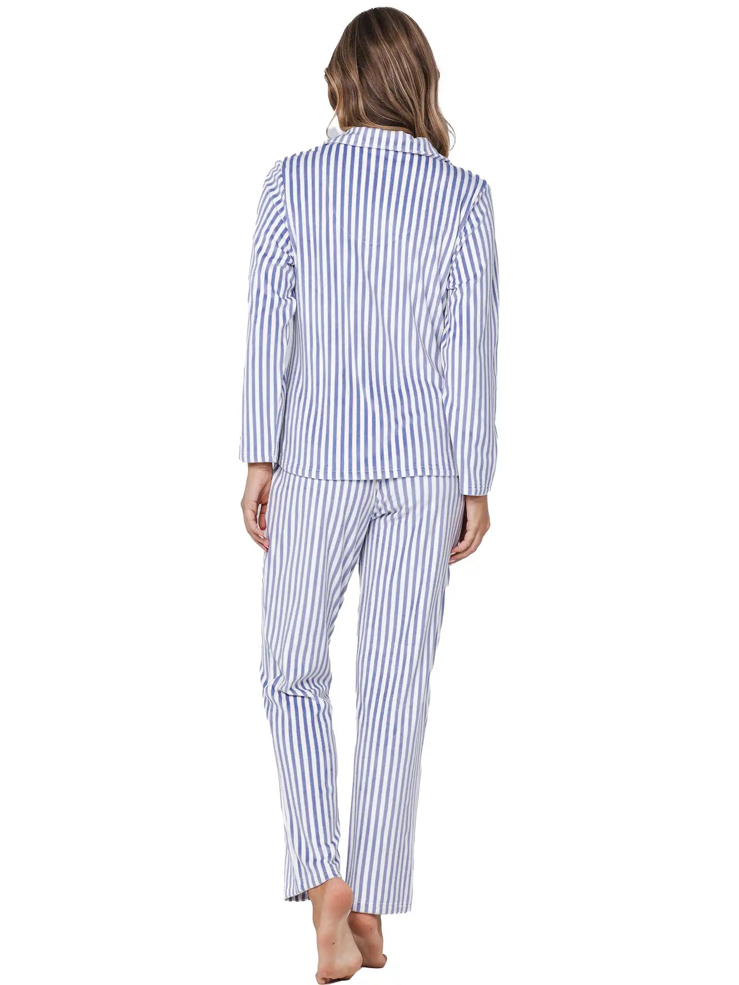 Zetex Pastunette Dames Pyjama met knoopsluiting - Blauw streep