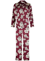 Zetex Pastunette Dames Pyjama Satijn - Lange mouwen - Burgundy