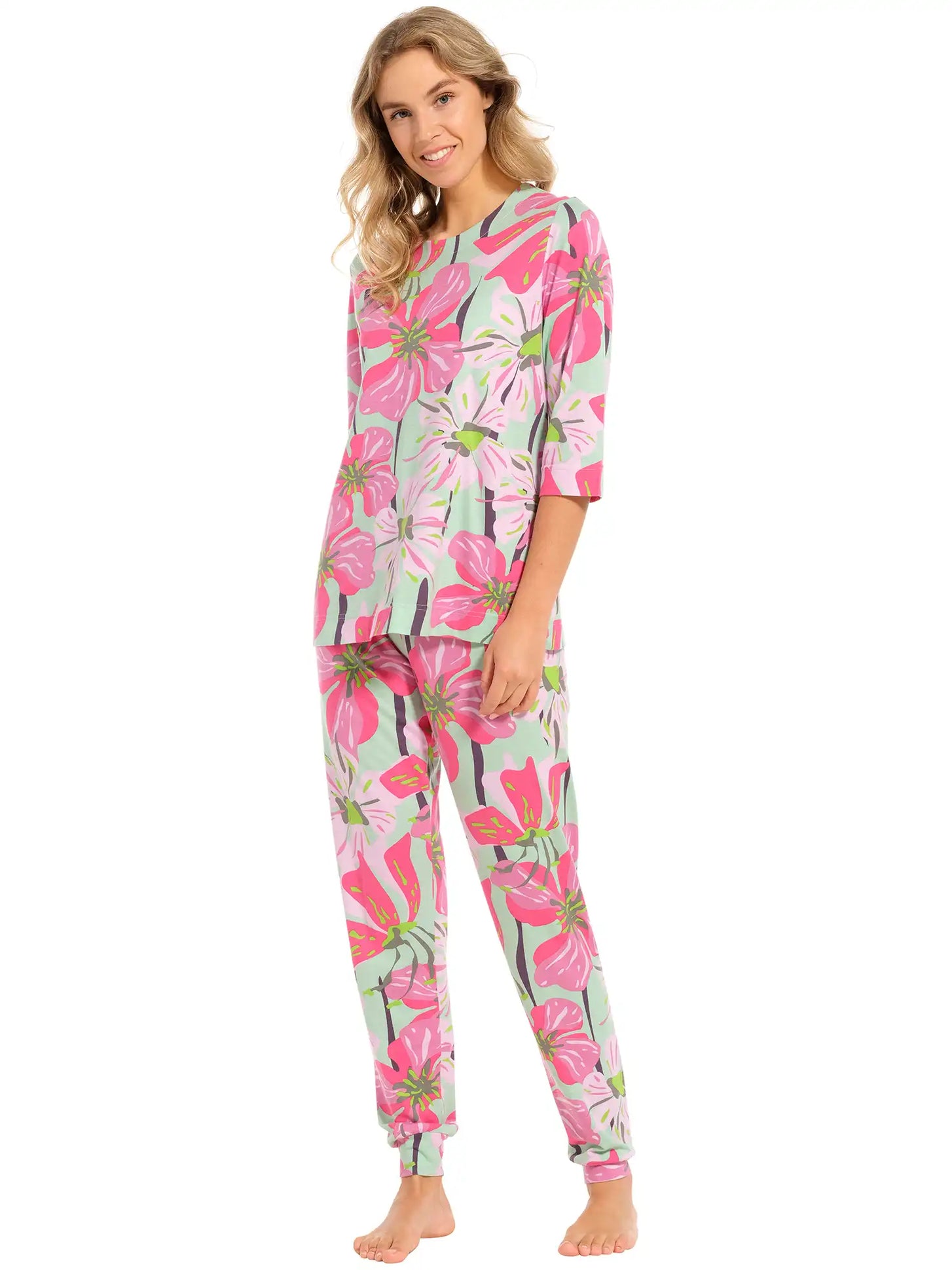 Zetex Pastunette dames pyjama - Summer Pink Flower