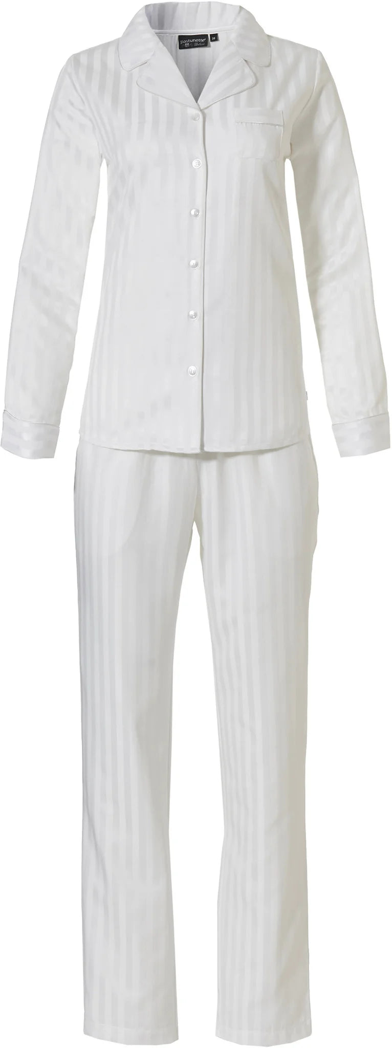 Zetex Pastunette Deluxe dames pyjama satijn - Lange mouwen - Snow