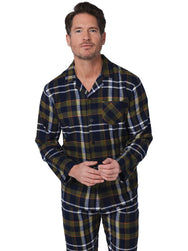 Zetex Pastunette Flanellen Heren Pyjama met knoopsluiting - Donkerblauw