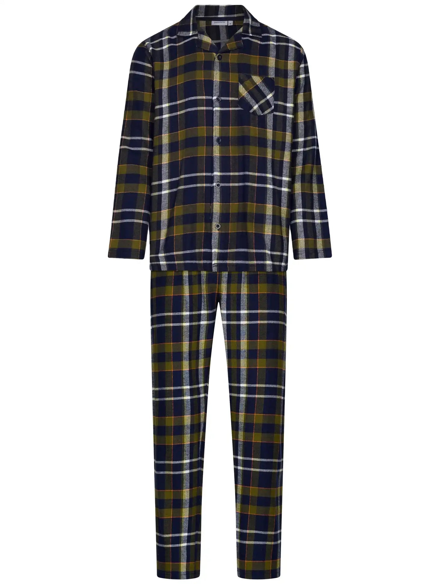 Zetex Pastunette Flanellen Heren Pyjama met knoopsluiting - Donkerblauw
