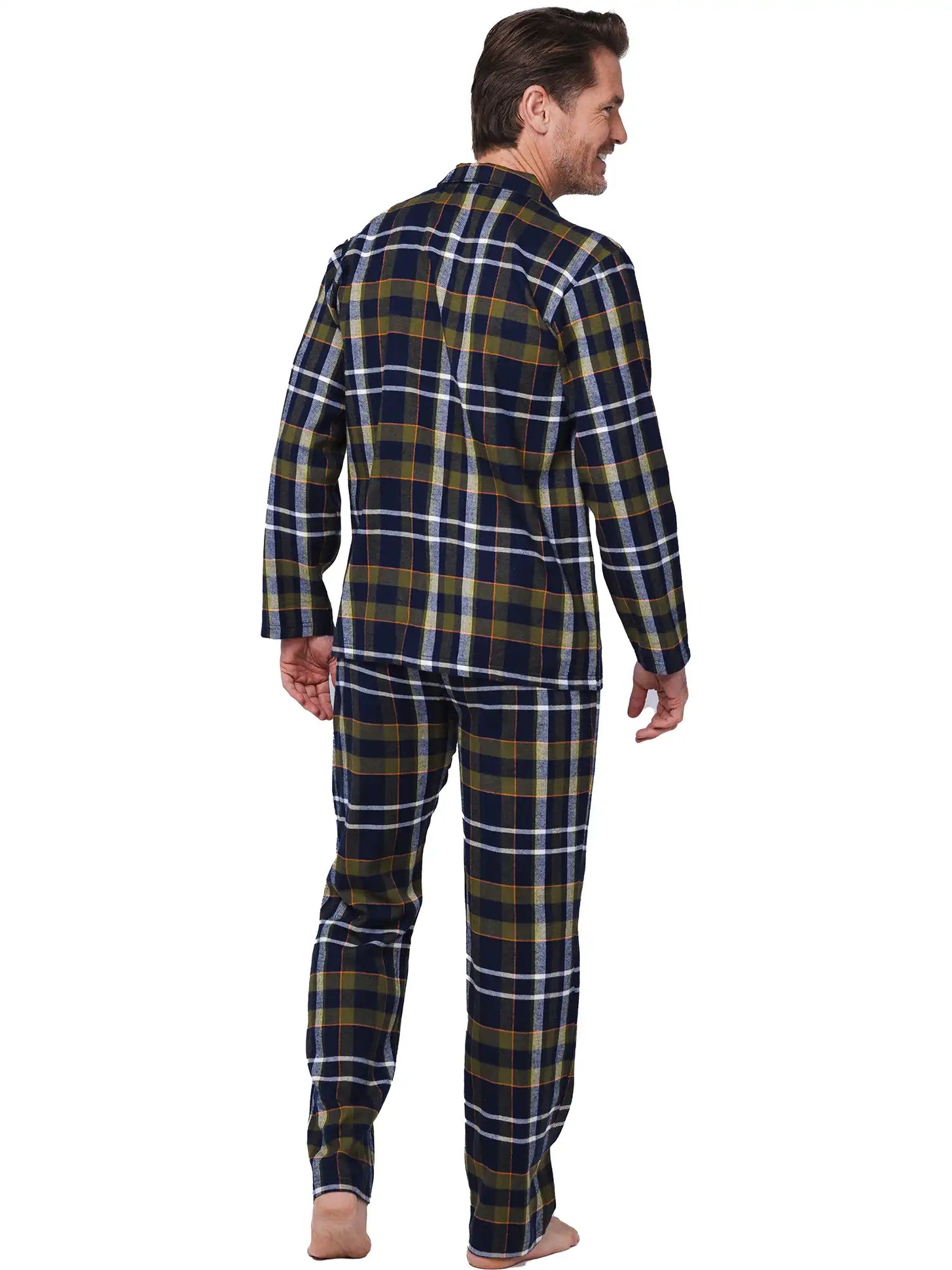 Zetex Pastunette Flanellen Heren Pyjama met knoopsluiting - Donkerblauw