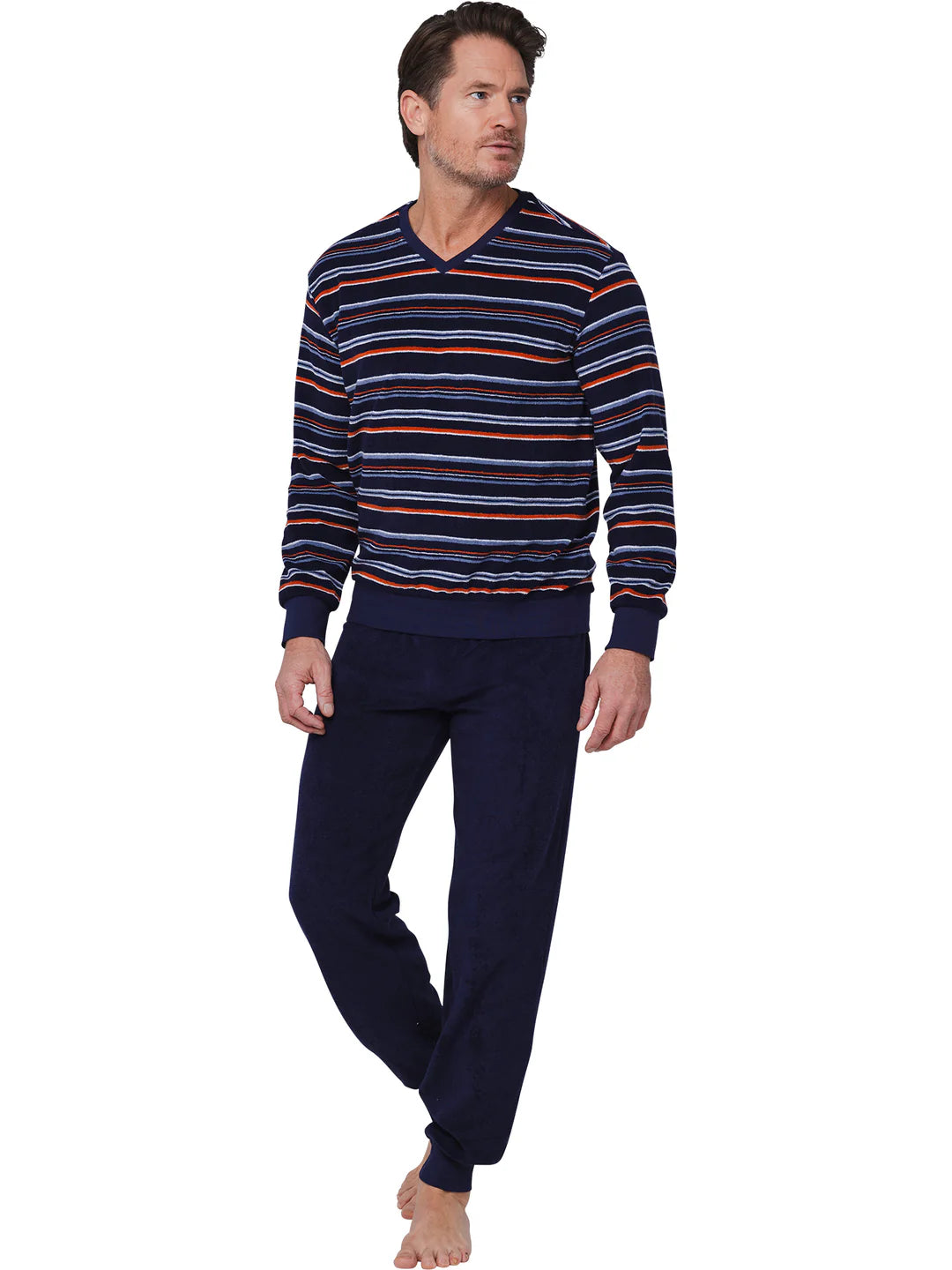 Zetex Pastunette Heren badstof pyjama met lange mouwen - Navy Nights