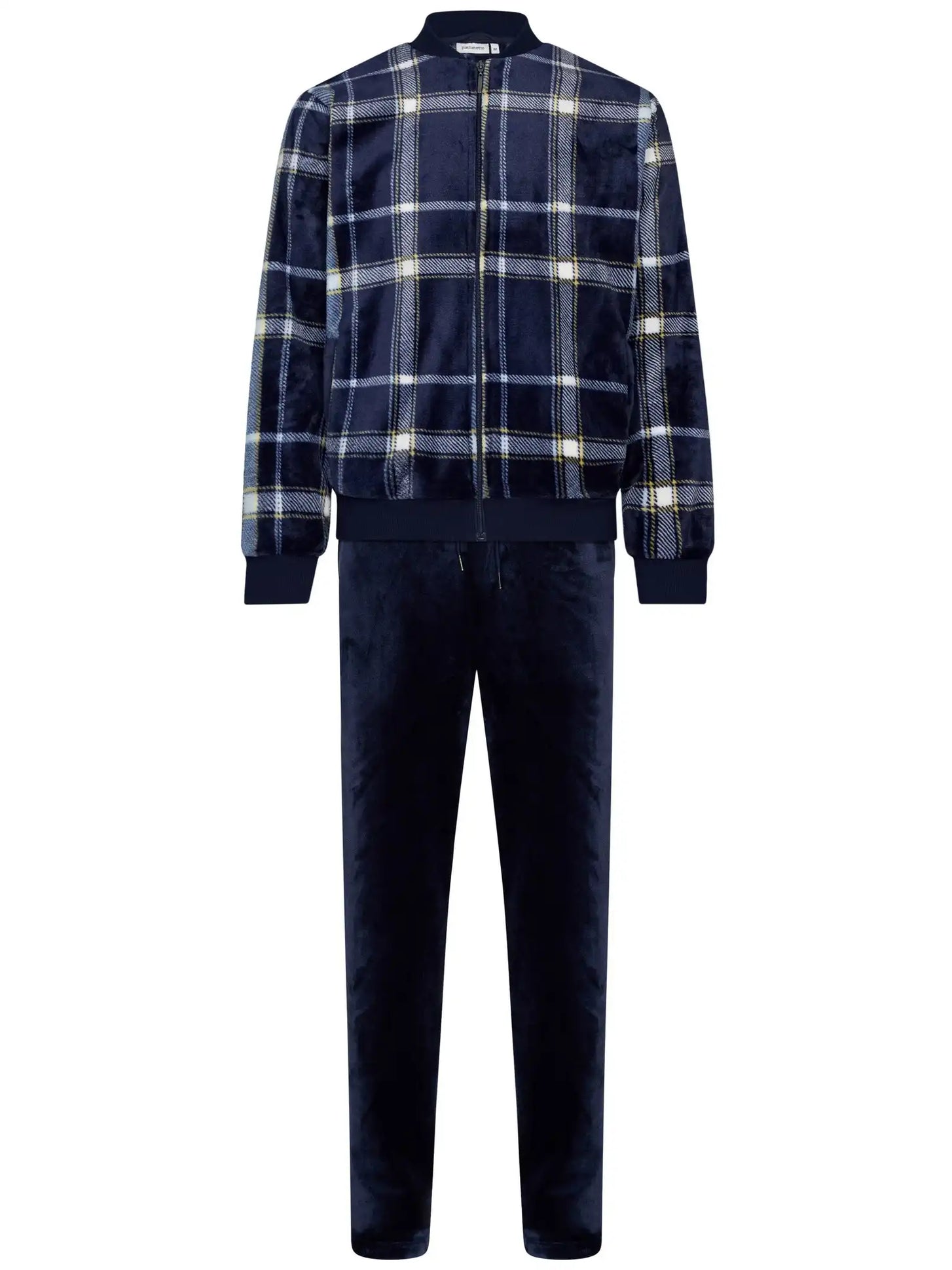 Zetex Pastunette heren Huispak Flanel Fleece - Donkerblauw - Ruit