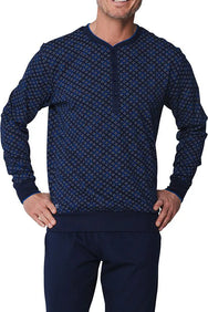 Zetex Pastunette Heren katoenen pyjama met lange mouwen - Donkerblauw