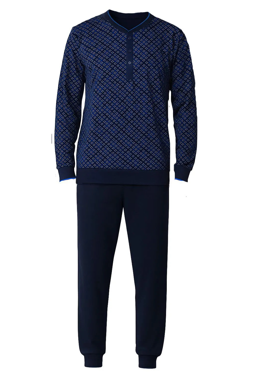 Zetex Pastunette Heren katoenen pyjama met lange mouwen - Donkerblauw
