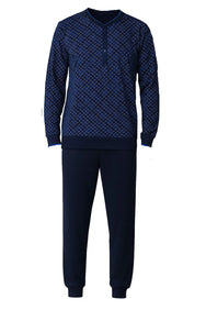 Zetex Pastunette Heren katoenen pyjama met lange mouwen - Donkerblauw
