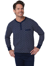 Zetex Pastunette Heren katoenen pyjama met lange mouwen - Linear Blauw