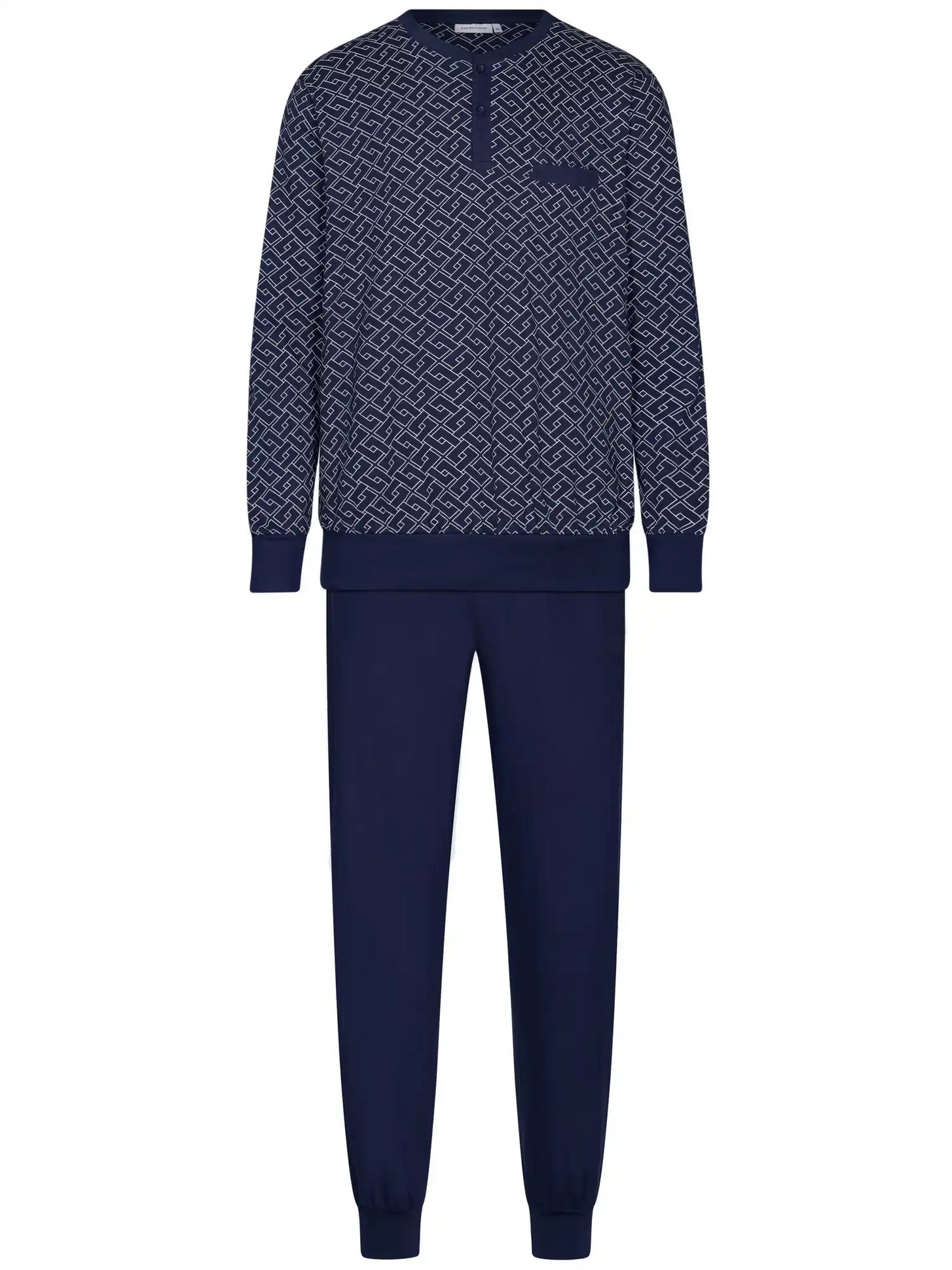 Zetex Pastunette Heren katoenen pyjama met lange mouwen - Linear Blauw