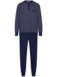Zetex Pastunette Heren katoenen pyjama met lange mouwen - Linear Blauw