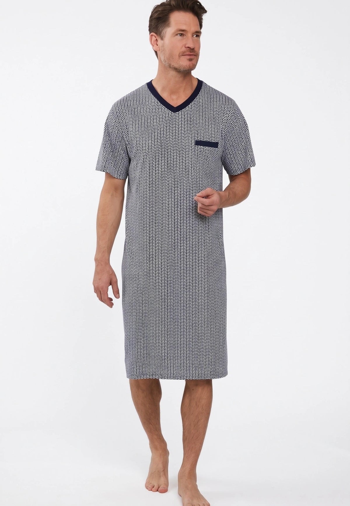 Zetex Pastunette Heren Nachthemd - Donkerblauw met print