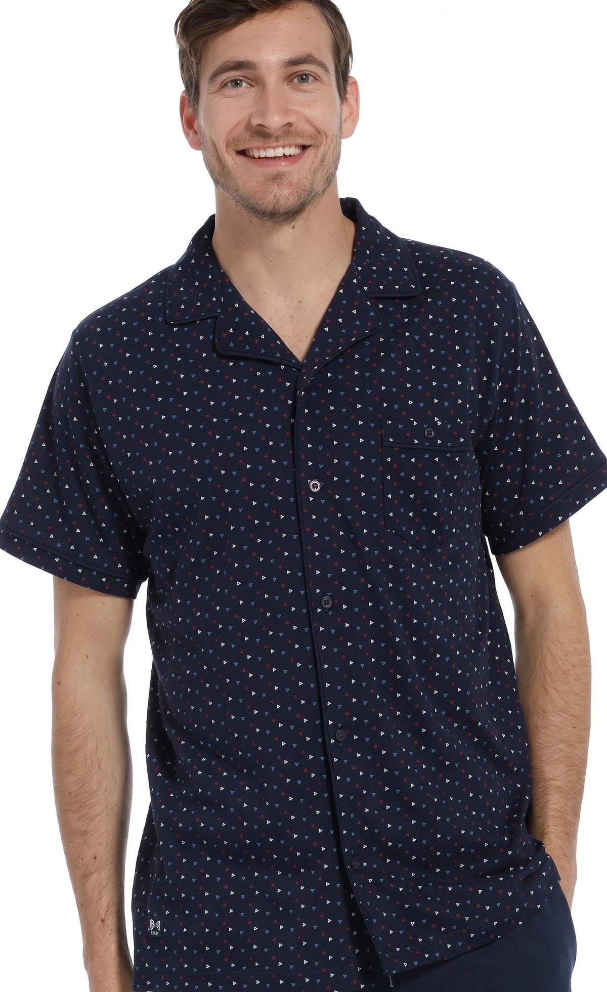 Zetex Pastunette heren pyjama jasje korte mouw - Knoopsluiting - NOS