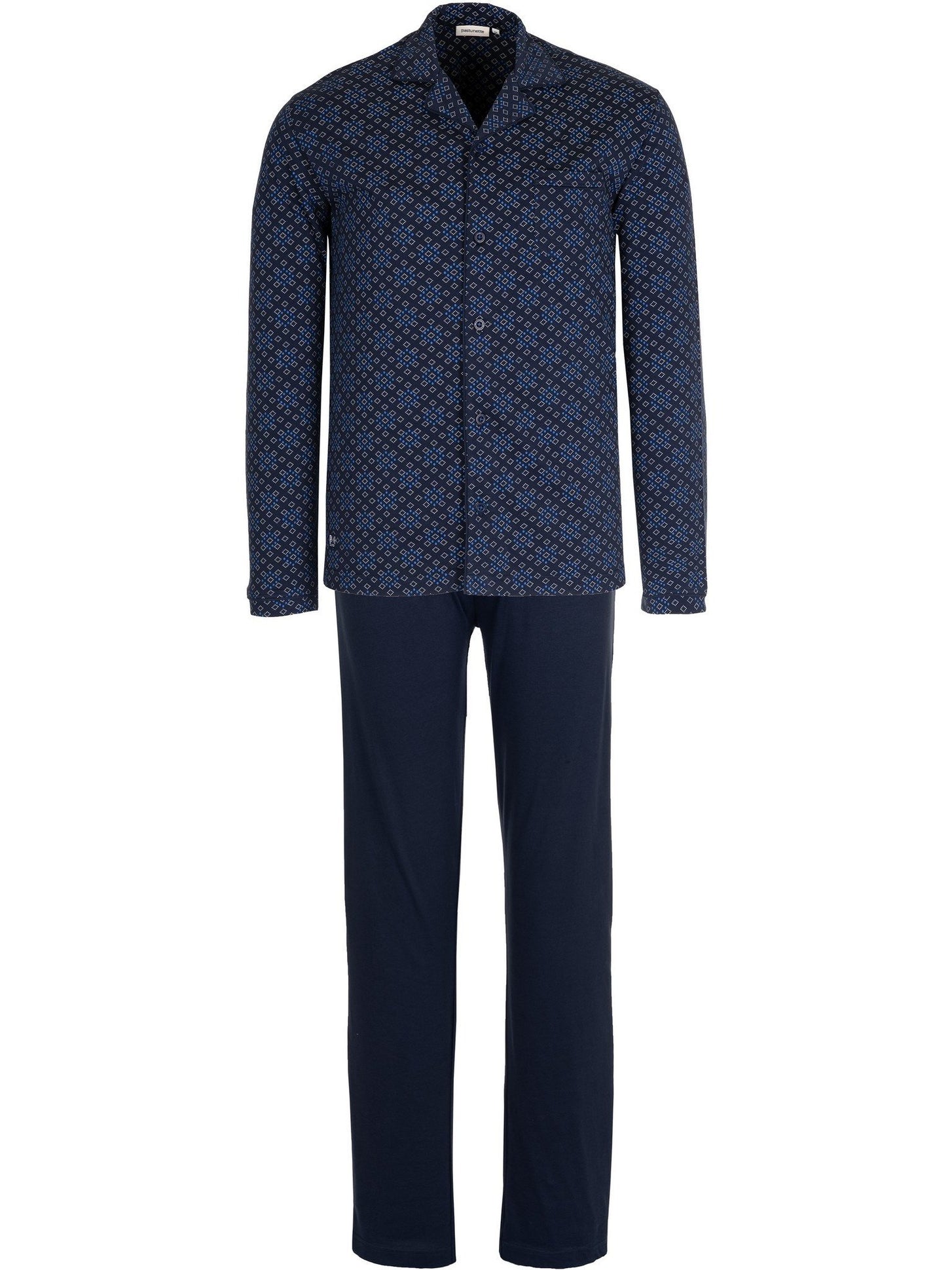 Zetex Pastunette Heren Pyjama katoen met knoopsluiting - Donkerblauw