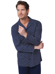 Zetex Pastunette Heren Pyjama katoen met knoopsluiting - Linear Donkerblauw