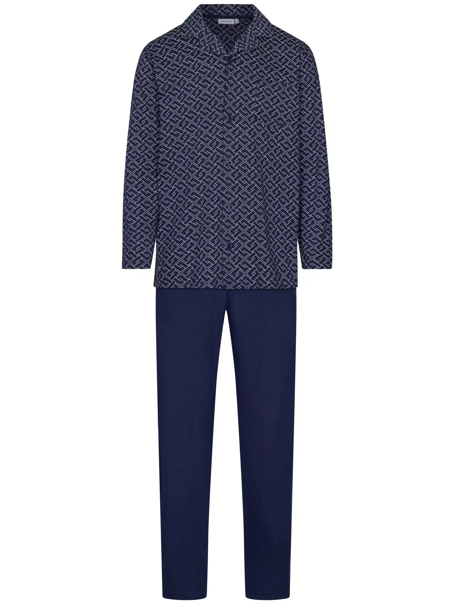 Zetex Pastunette Heren Pyjama katoen met knoopsluiting - Linear Donkerblauw