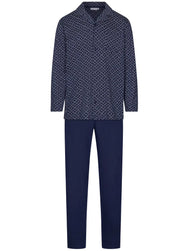 Zetex Pastunette Heren Pyjama katoen met knoopsluiting - Linear Donkerblauw