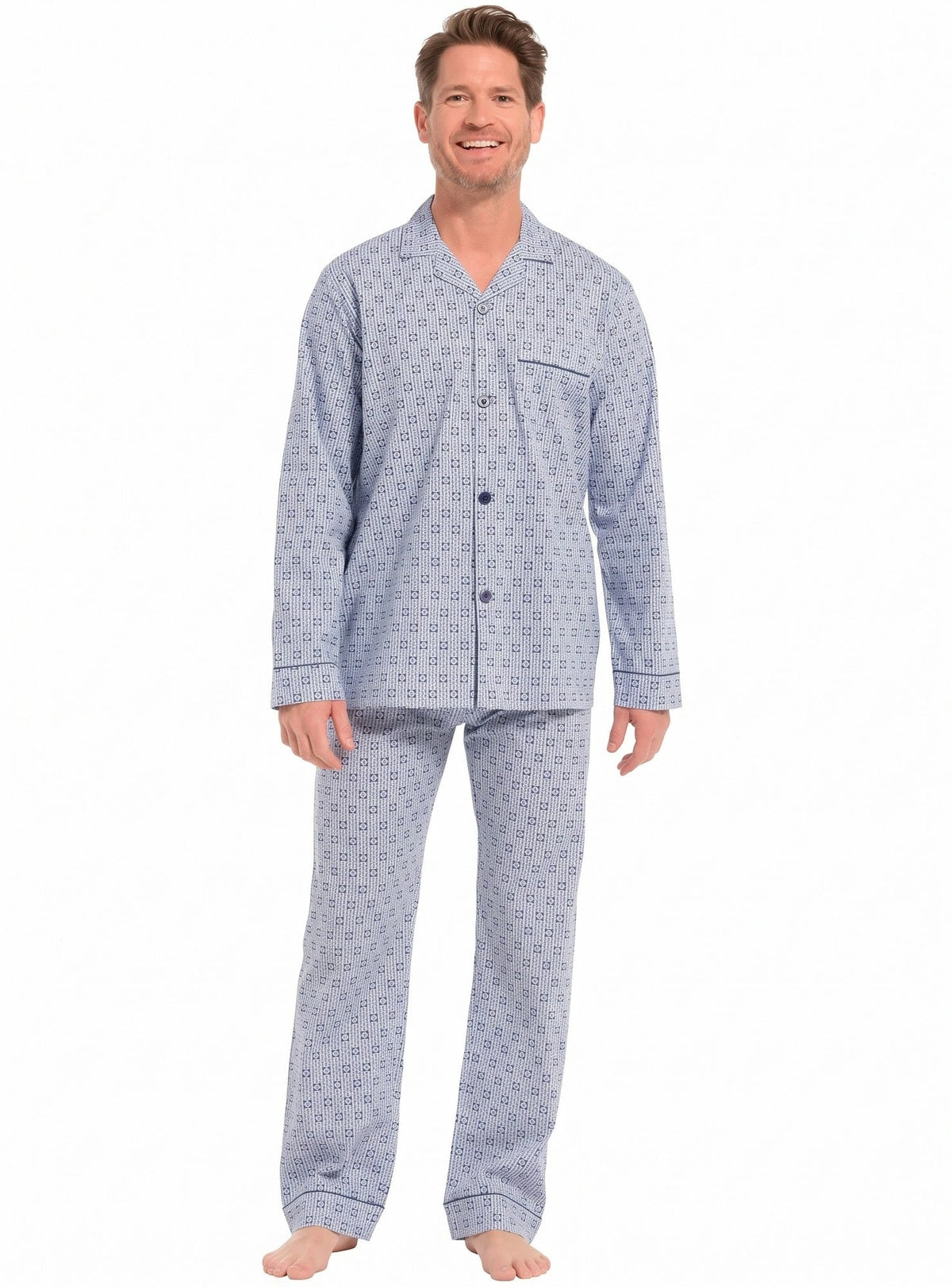 Zetex Pastunette Heren Pyjama katoen met knoopsluiting