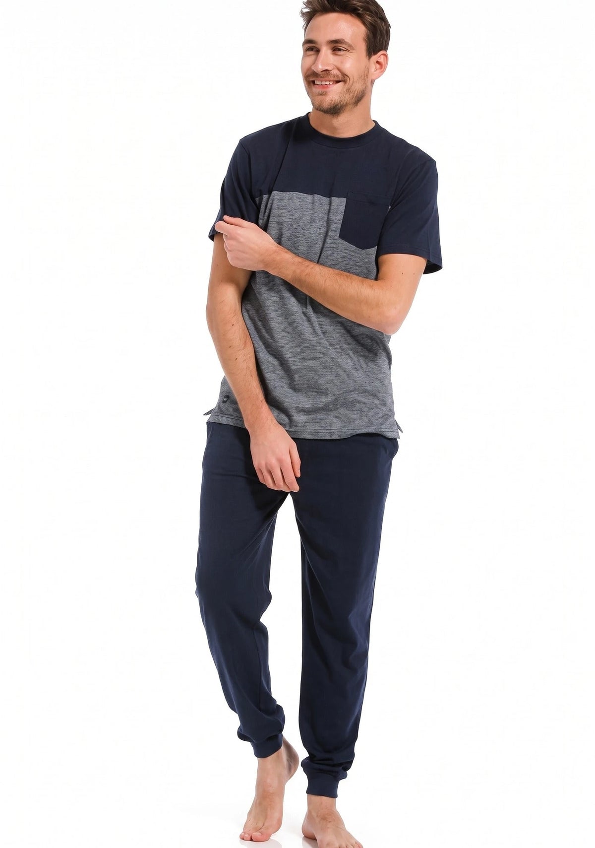 Zetex Pastunette heren pyjama shirt K/M Jake - NOS -blauw