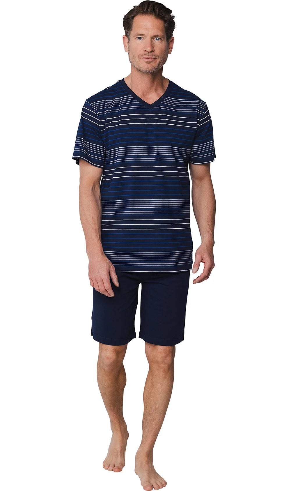 Zetex Pastunette heren shortama - Donkerblauw gestreept