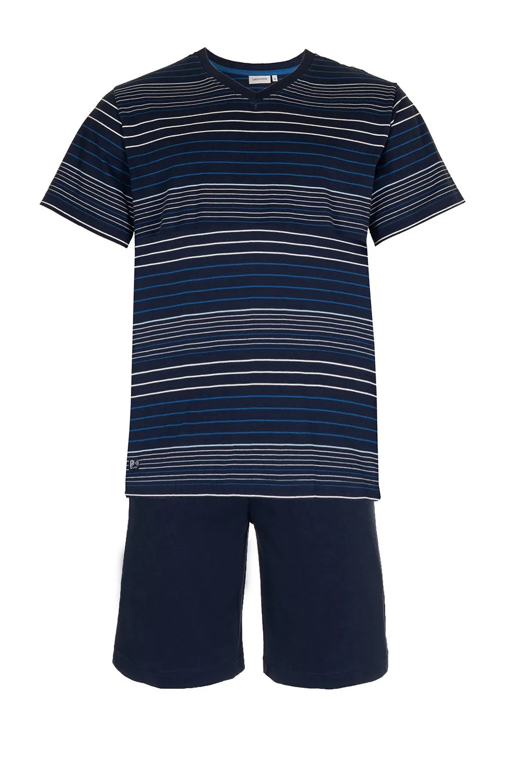 Zetex Pastunette heren shortama - Donkerblauw gestreept