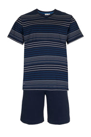 Zetex Pastunette heren shortama - Donkerblauw gestreept