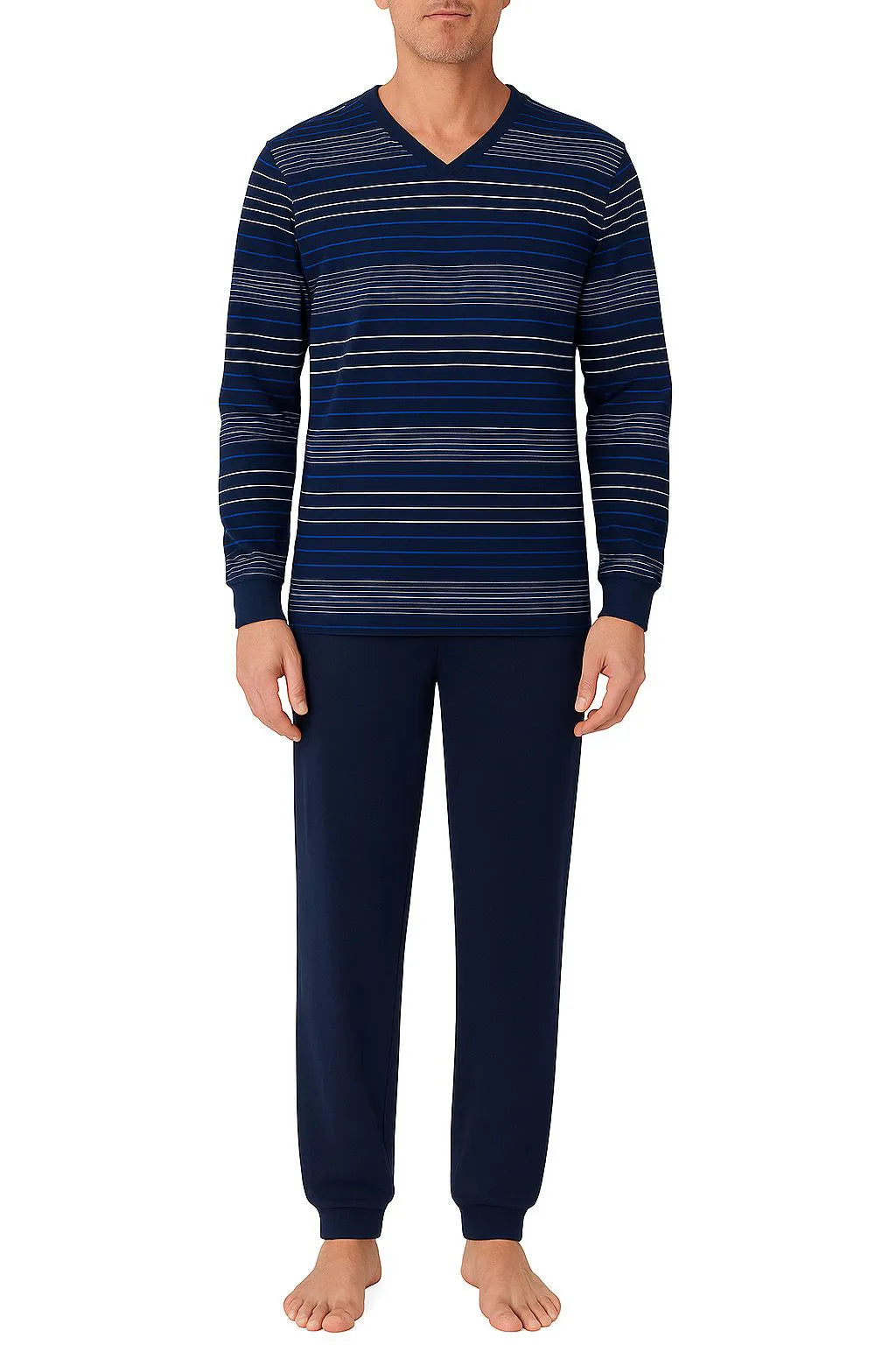 Zetex Pastunette katoenen Heren pyjama - V-hals - Donkerblauw