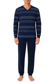 Zetex Pastunette katoenen Heren pyjama - V-hals - Donkerblauw