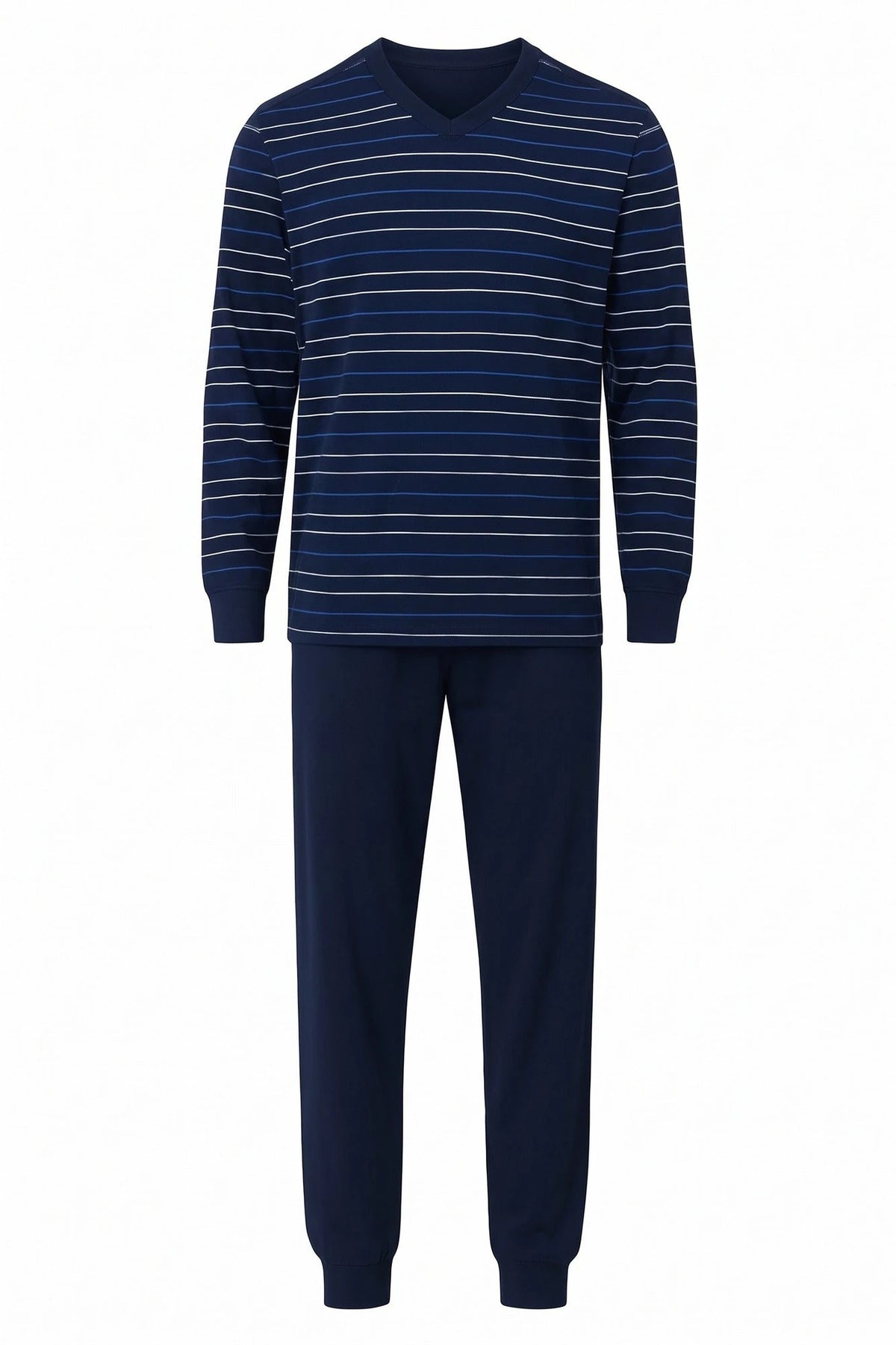 Zetex Pastunette katoenen Heren pyjama - V-hals - Donkerblauw