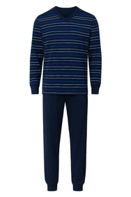 Zetex Pastunette katoenen Heren pyjama - V-hals - Donkerblauw