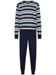 Zetex Pastunette katoenen Heren pyjama - V-hals - Donkerblauw