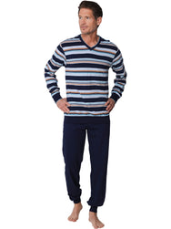 Zetex Pastunette katoenen Heren pyjama - V-hals - Donkerblauw