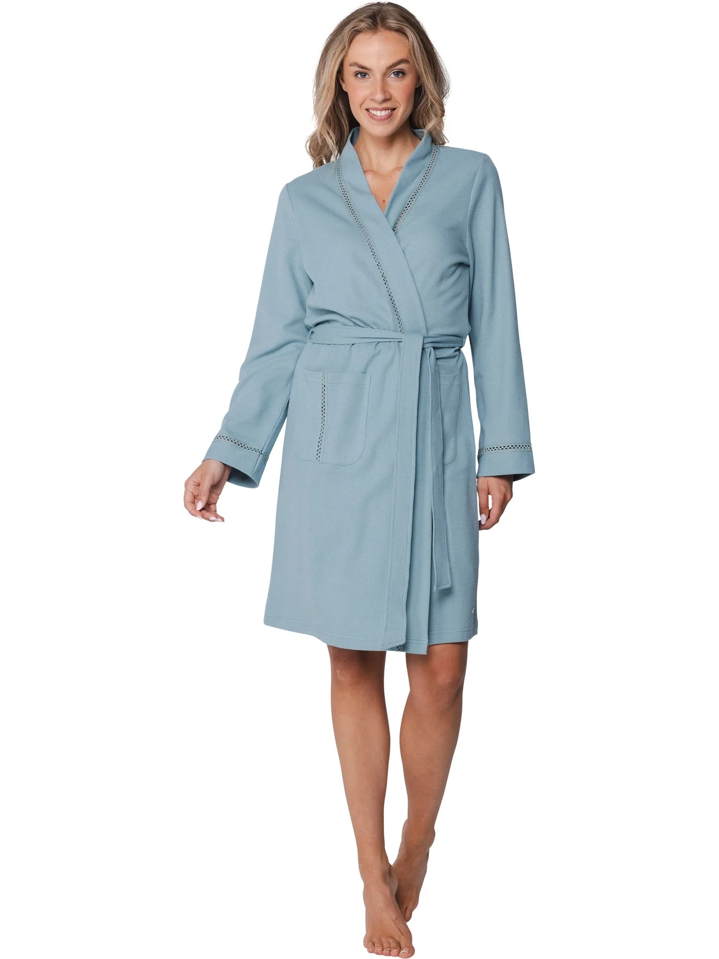 Zetex Pastunette lange dames badjas - Stone Blue