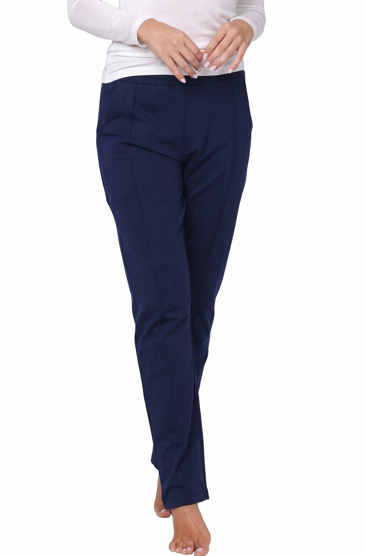 Blauw | voor | Vooraanzicht, blauw – Pastunette lounge broek dames - Pyjamabroek Biologisch katoen