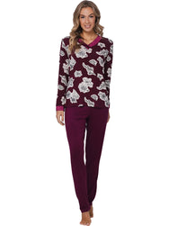 Zetex Pastunette premium dames pyjama lange mouwen - Viscose - Burgundy