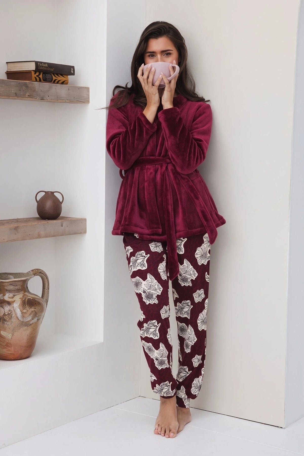 Zetex Pastunette premium dames pyjama lange mouwen - Viscose - Burgundy