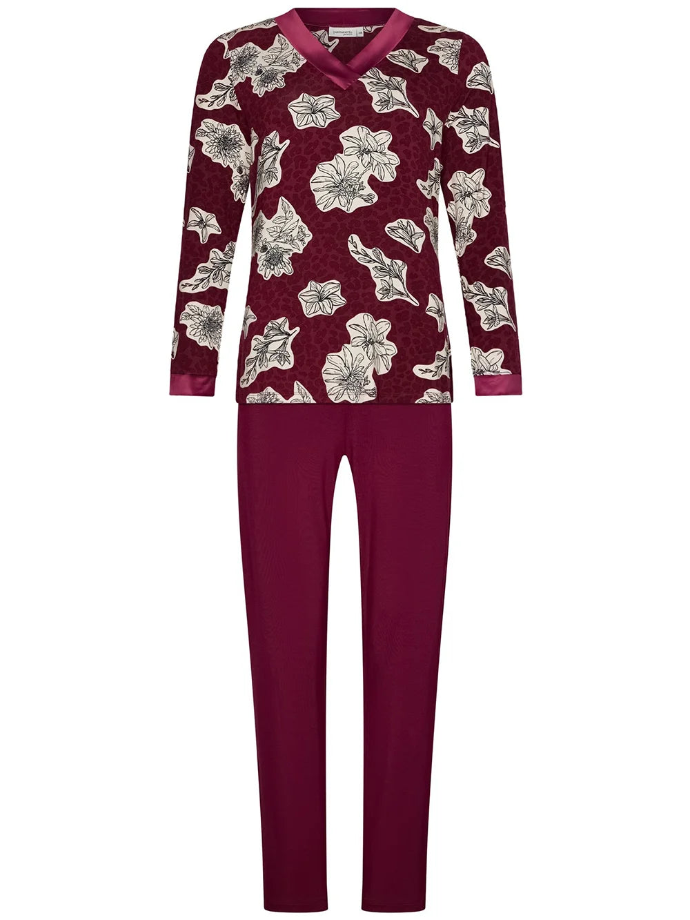 Zetex Pastunette premium dames pyjama lange mouwen - Viscose - Burgundy
