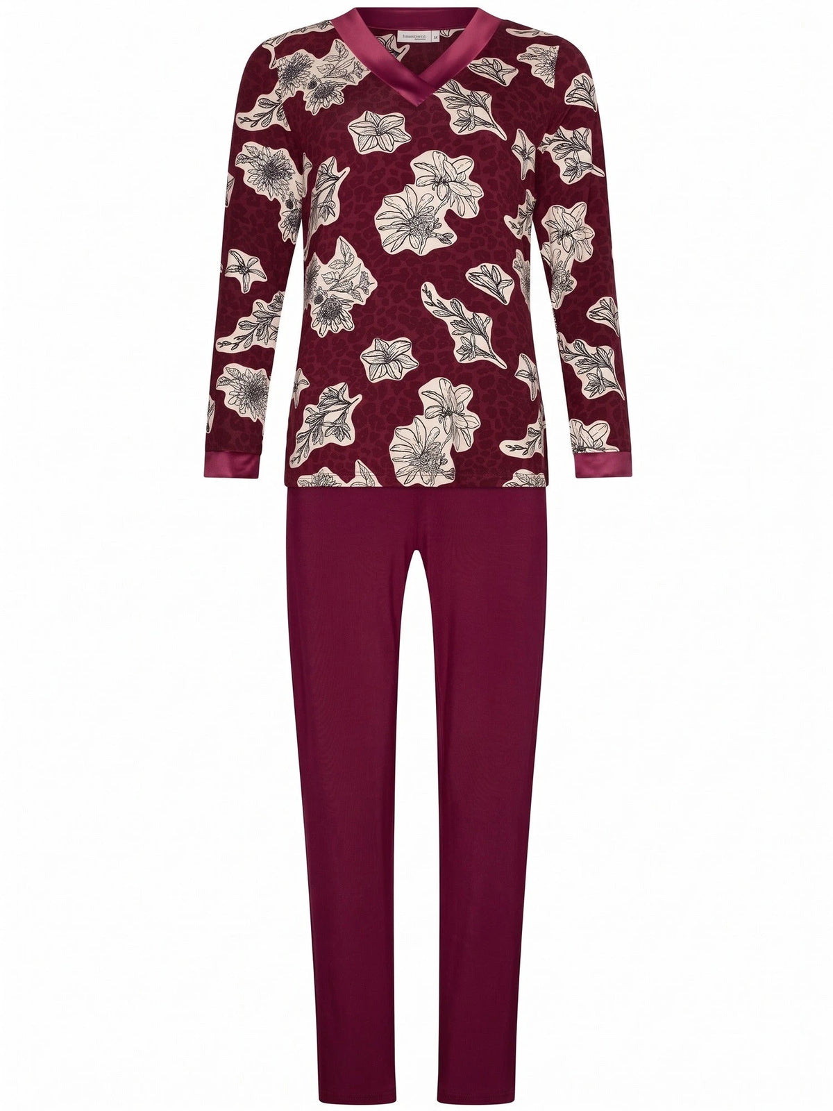 Zetex Pastunette premium dames pyjama lange mouwen - Viscose - Burgundy