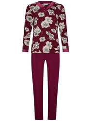 Zetex Pastunette premium dames pyjama lange mouwen - Viscose - Burgundy