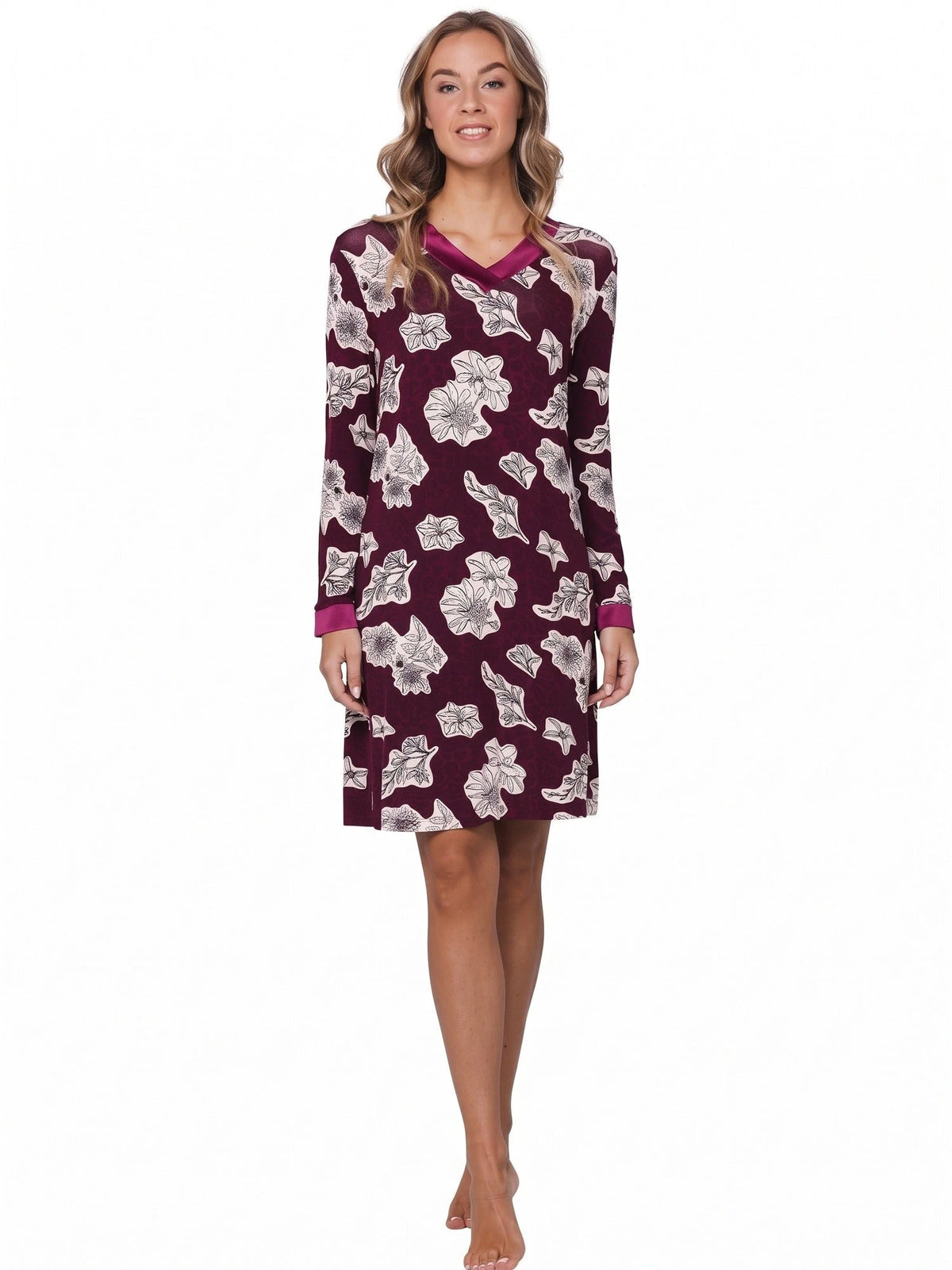 Zetex Pastunette Premium viscose dames nachthemd - Burgundy - Luxe