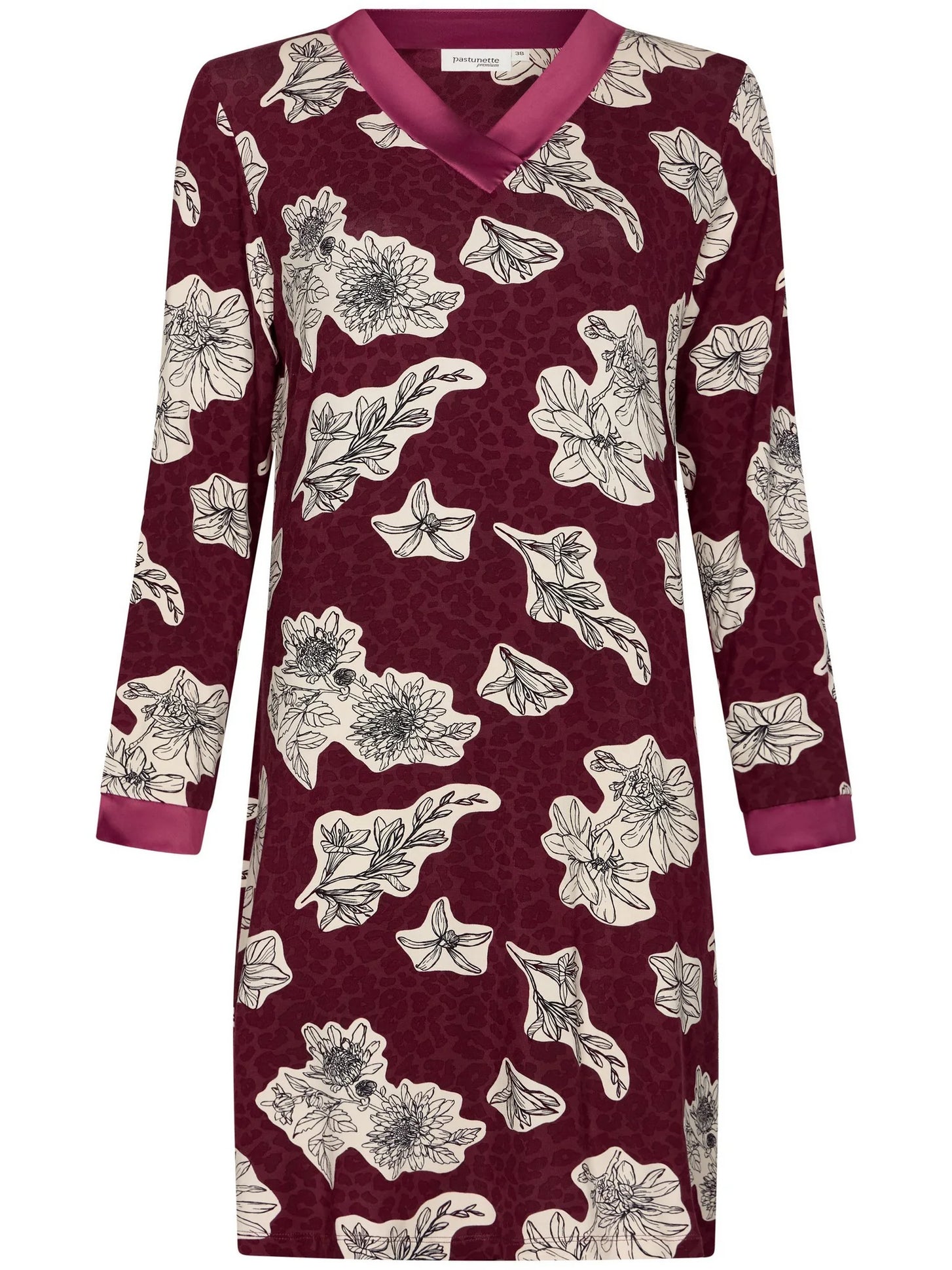 Zetex Pastunette Premium viscose dames nachthemd - Burgundy - Luxe
