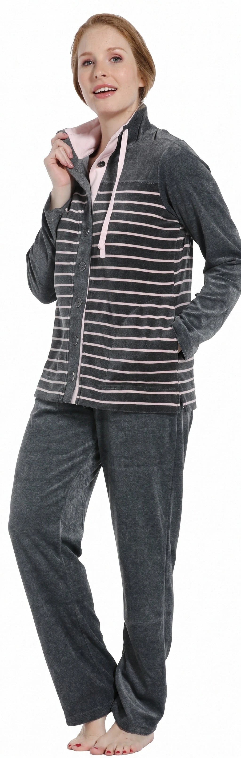 Zetex Pastunette pyjama pak dames velours - warm huispak - lange mouwen