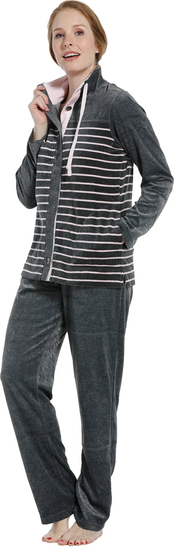 Zetex Pastunette pyjama pak dames velours - warm huispak - lange mouwen