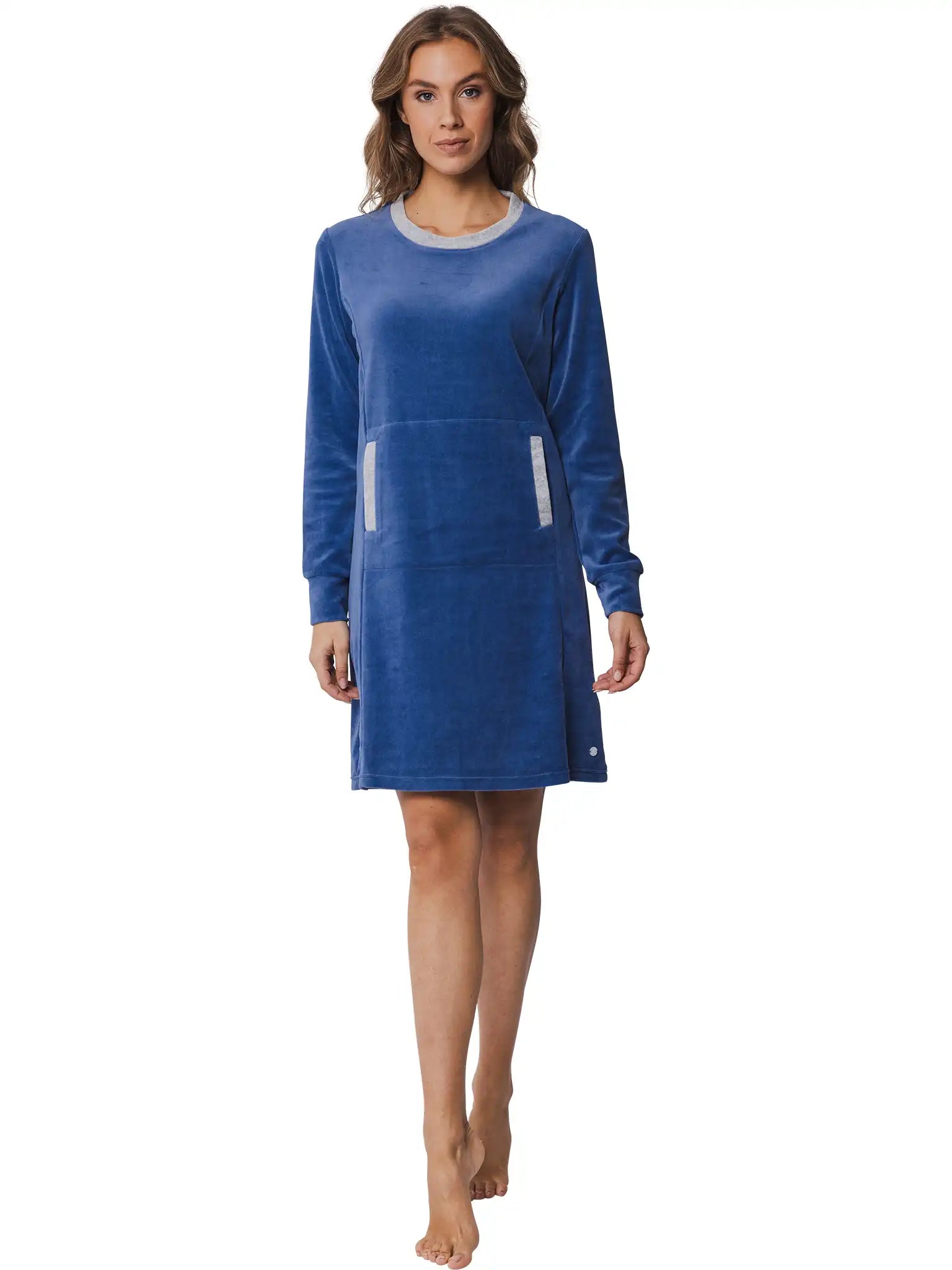 Zetex Pastunette velours dames nachthemd - Winter Blue