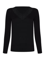 Zetex Pastunette wollen/modal kanten dames shirt lange mouw