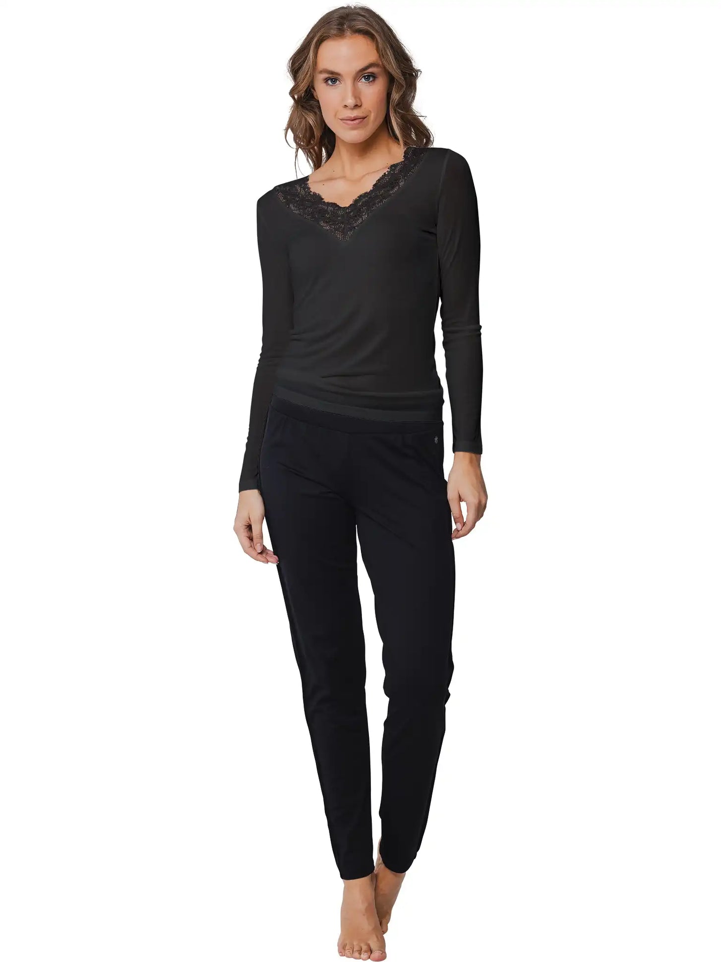 Zetex Pastunette wollen/modal kanten dames shirt lange mouw