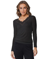 Zetex Pastunette wollen/modal kanten dames shirt lange mouw