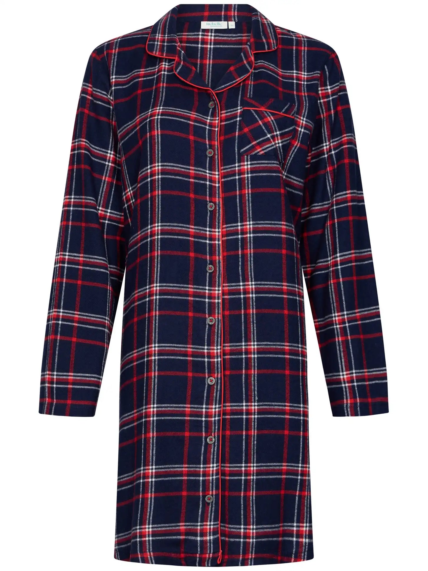 Zetex Rebelle dames nachthemd Flanel met knoopsluiting- Donkerblauw