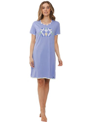 Zetex Rebelle dames nachthemd - Korte mouw - Purple Graphic